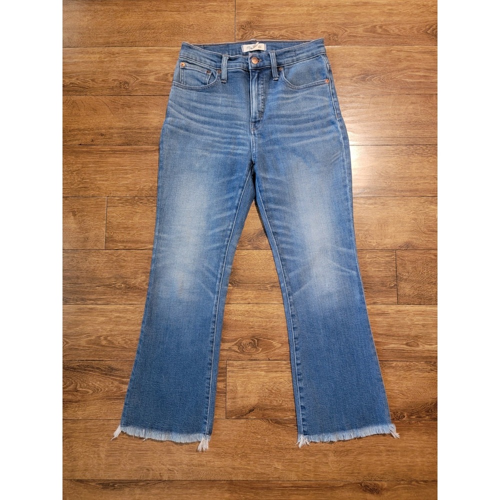 Madewell Cali Demi Boot Crop Jeans Frayed Hem Medium Wash Denim Size 26